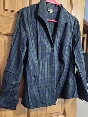 Talbot Blue-Green Plaid Button-Up Shirt